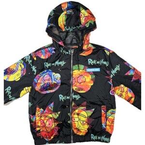 Rick And Morty Members Only WindBreaker Full Zip Hoodie Jacket Psychedelic Small